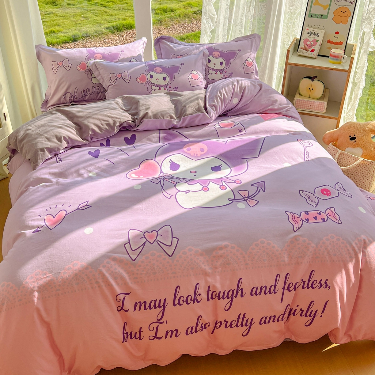 91家纺网 家纺一手货源 找家纺 浩诚 2025新款三丽鸥专版全棉磨毛纯棉四件套 爱心库洛米