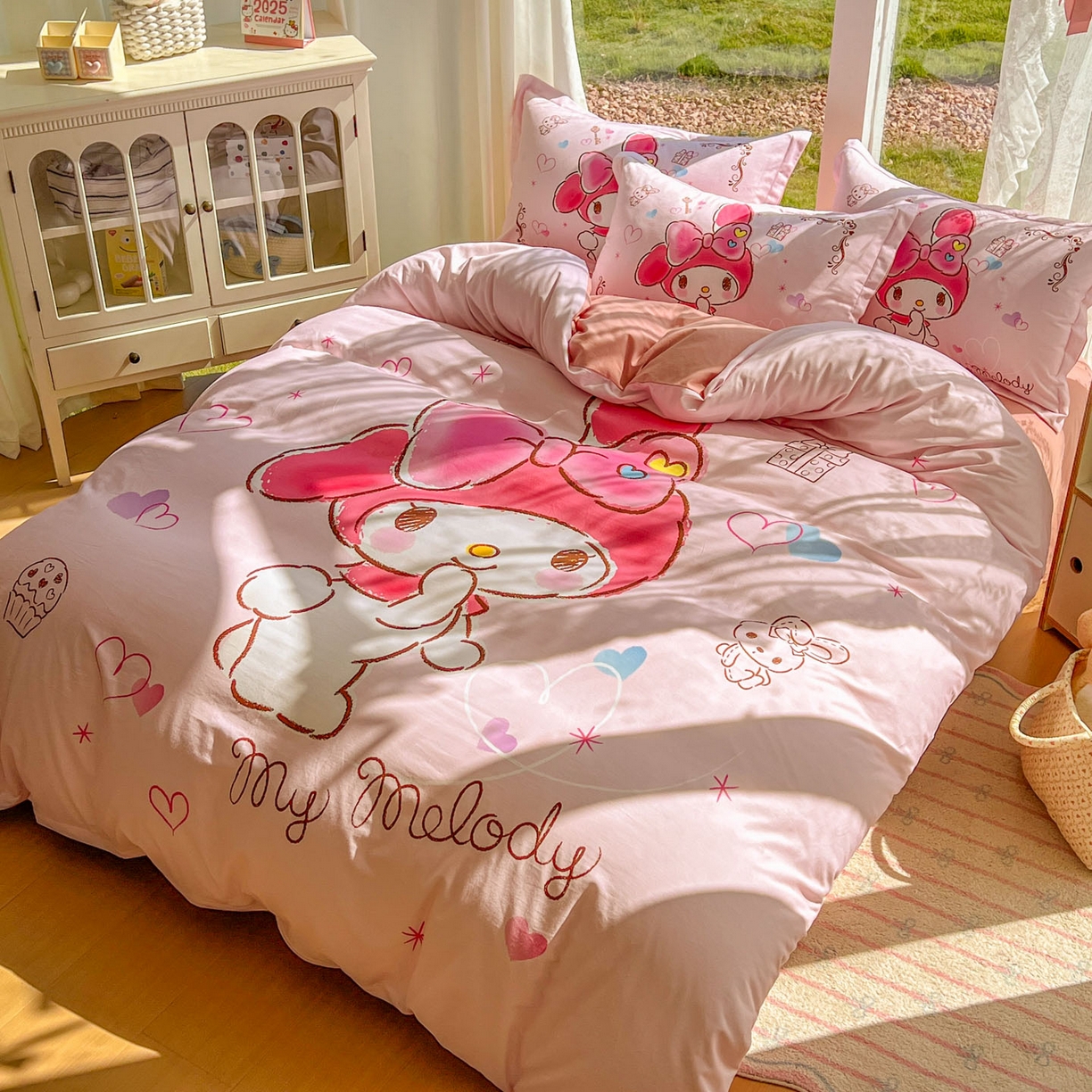 91家纺网 家纺一手货源 找家纺 浩诚 2025新款三丽鸥专版全棉磨毛纯棉四件套 幸福美乐蒂