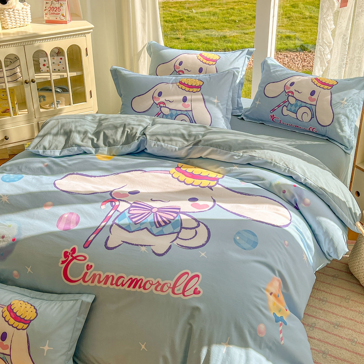 91家纺网 家纺一手货源 找家纺 浩诚 2025新款三丽鸥专版全棉磨毛纯棉四件套 魔法玉桂狗