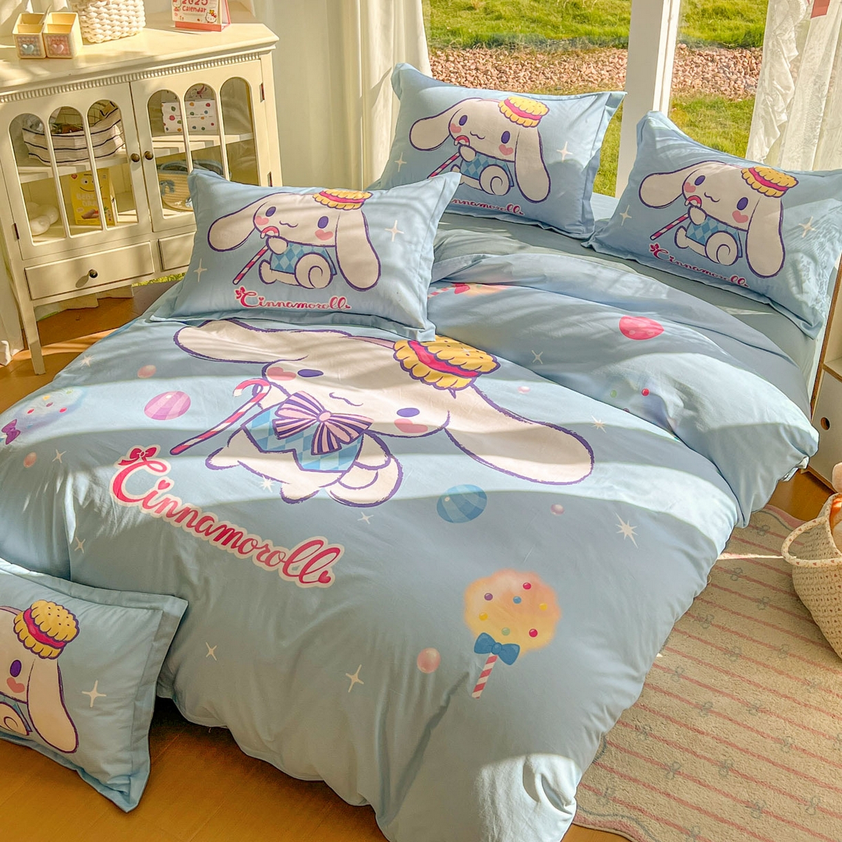 91家纺网 家纺一手货源 找家纺 浩诚 2025新款三丽鸥专版全棉磨毛纯棉四件套 魔法玉桂狗