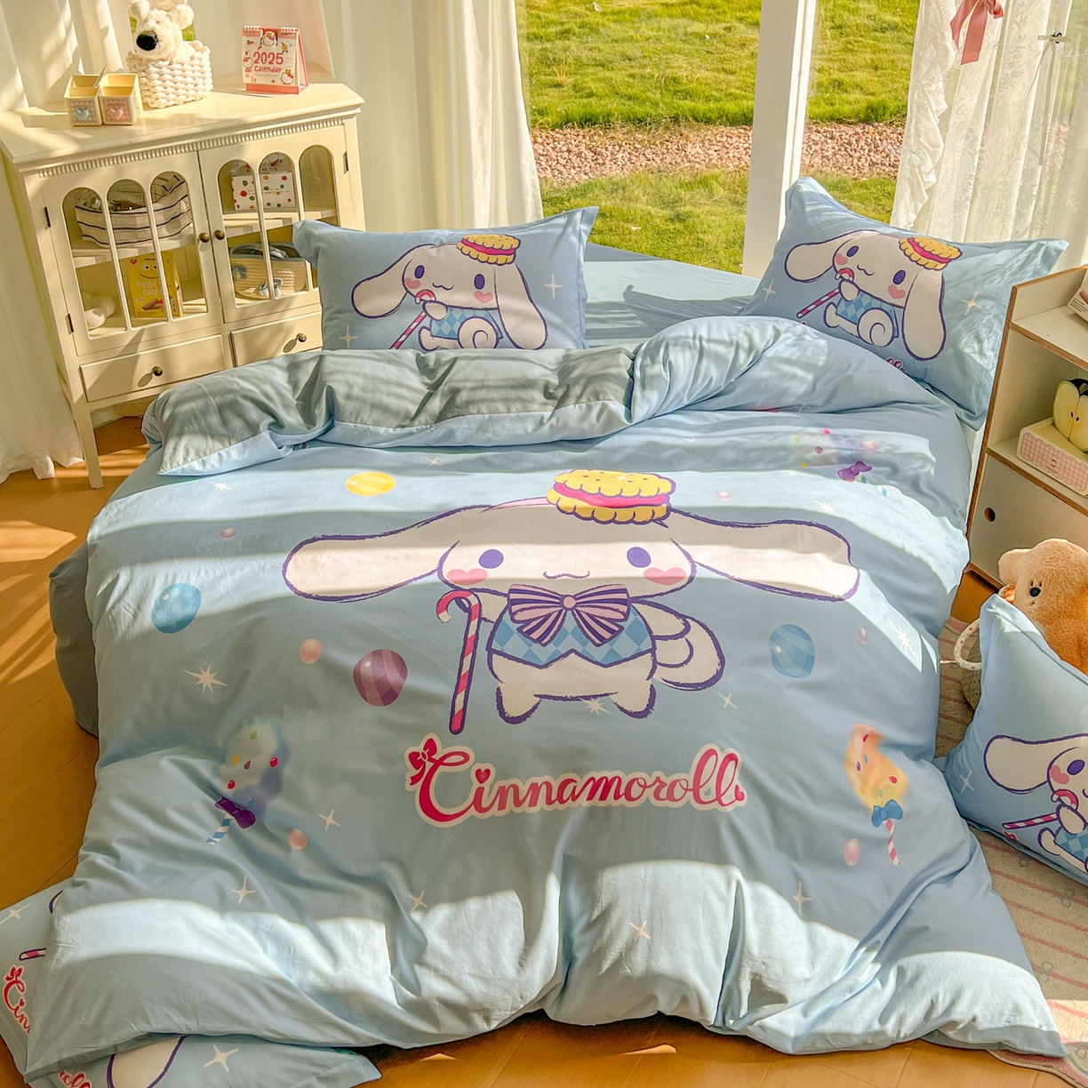 91家纺网 家纺一手货源 找家纺 浩诚 2025新款三丽鸥专版全棉磨毛纯棉四件套 魔法玉桂狗