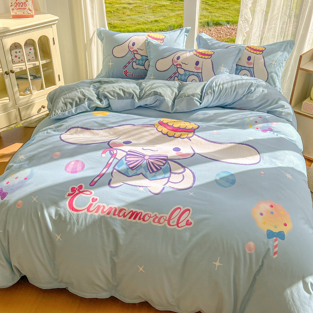 91家纺网 家纺一手货源 找家纺 浩诚 2025新款三丽鸥专版全棉磨毛纯棉四件套 魔法玉桂狗