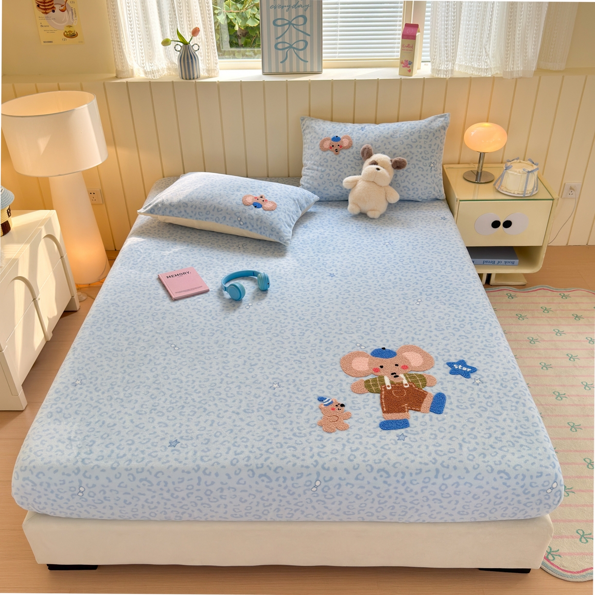 91家纺网 家纺一手货源 找家纺 （总）寐居家纺 2025新款毛巾绣牛奶绒床笠