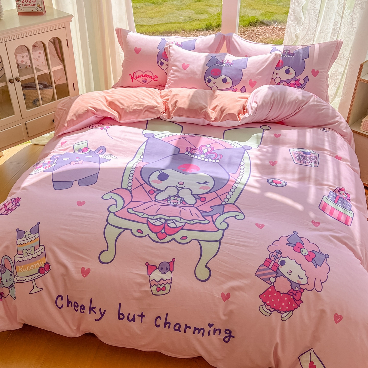 91家纺网 家纺一手货源 找家纺 浩诚 2025新款三丽鸥专版全棉磨毛纯棉四件套 女王库洛米