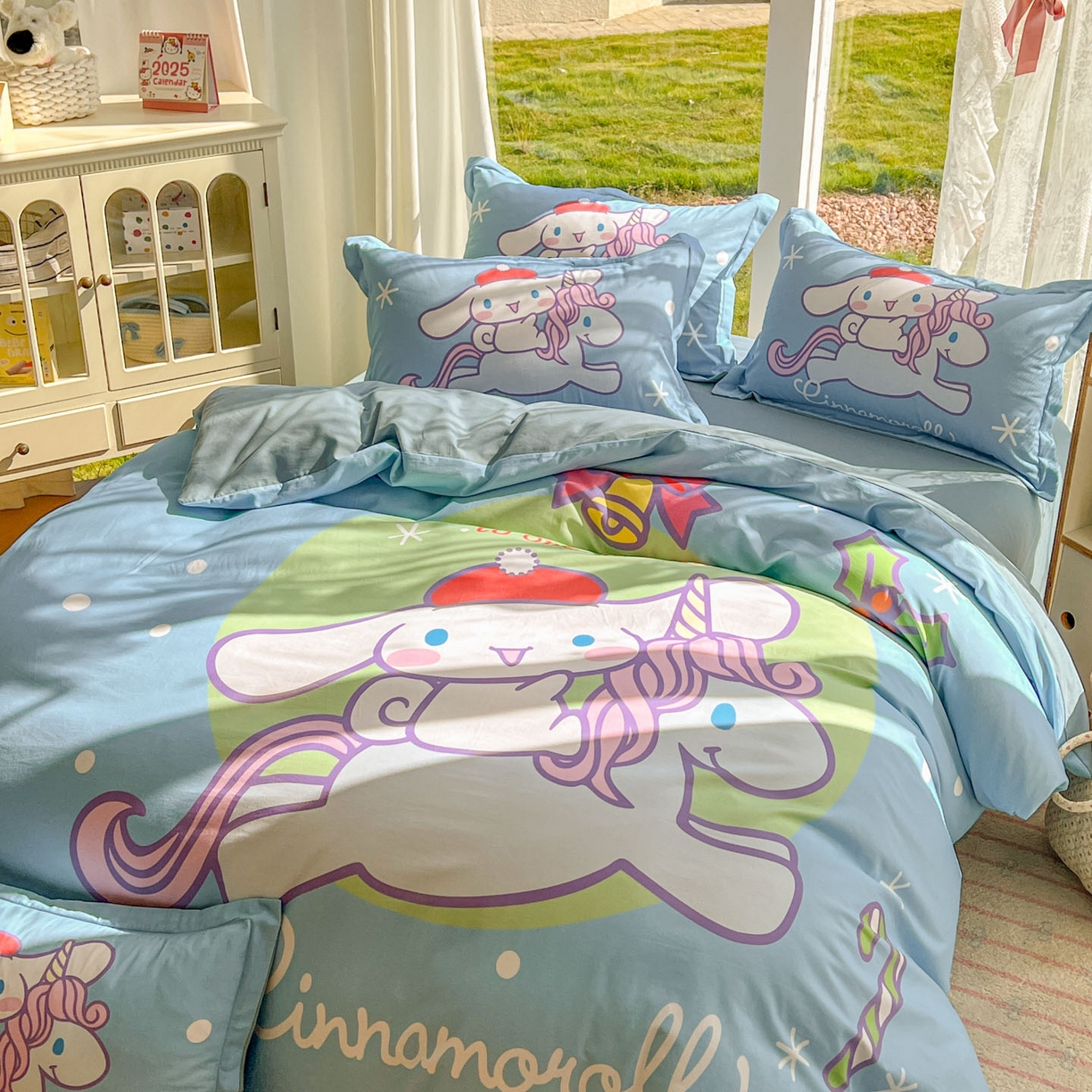 91家纺网 家纺一手货源 找家纺 浩诚 2025新款三丽鸥专版全棉磨毛纯棉四件套 旋转玉桂狗