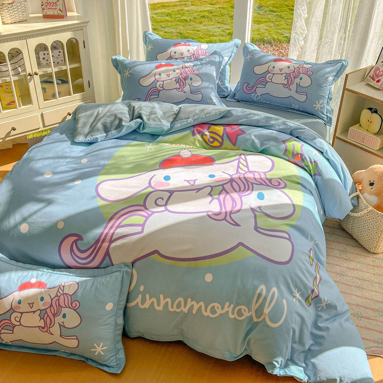 91家纺网 家纺一手货源 找家纺 浩诚 2025新款三丽鸥专版全棉磨毛纯棉四件套 旋转玉桂狗