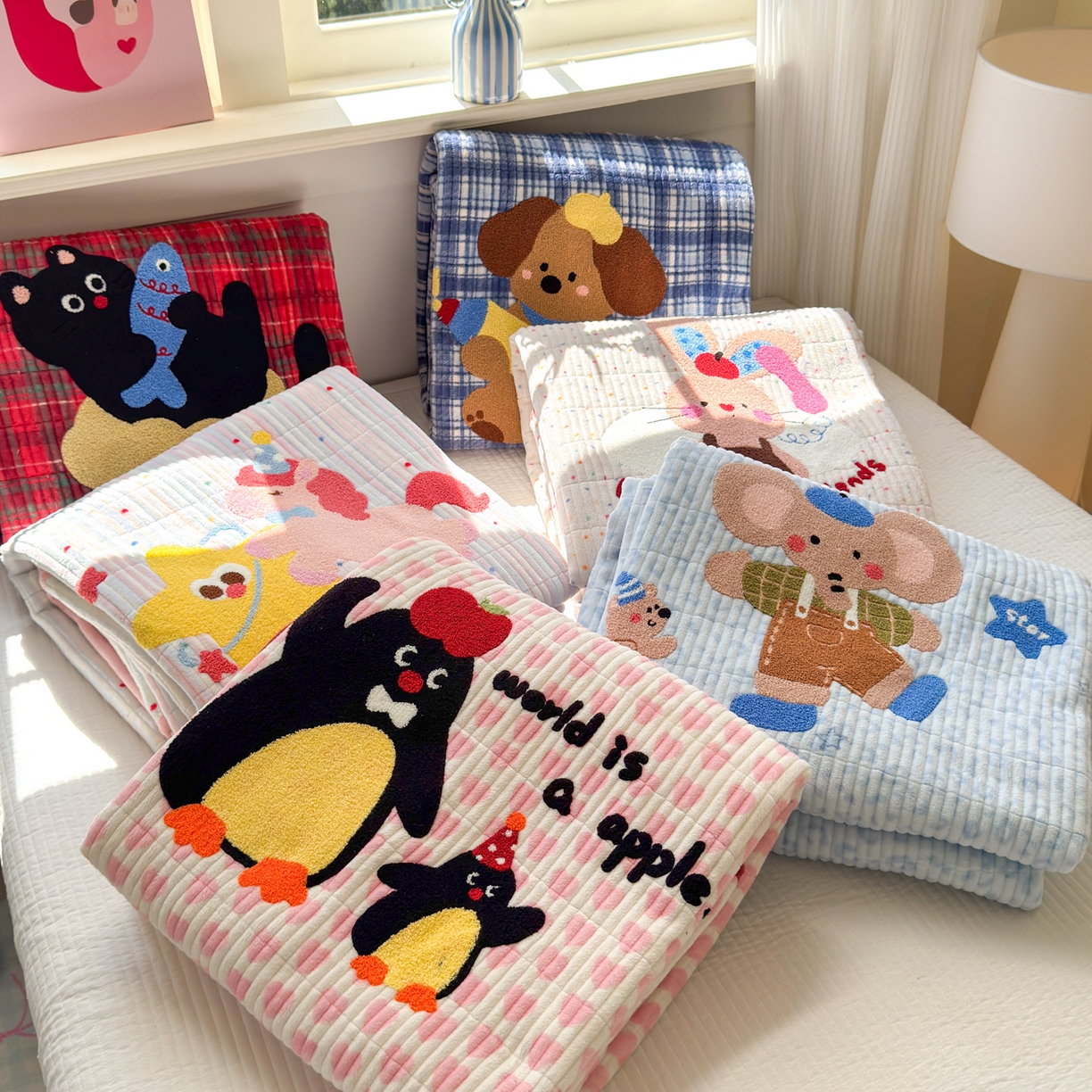 91家纺网 家纺一手货源 找家纺 寐居家纺 2025新款A类牛奶绒毛巾绣床盖 组合