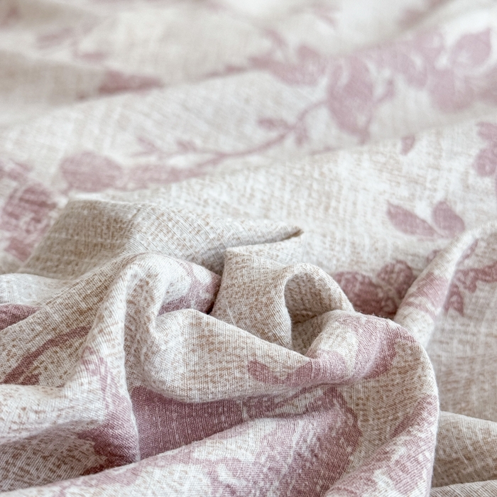 91家纺网 家纺一手货源 找家纺 佑佳家纺 2025新款复古印花亚麻双层纱花边床单款四件套 知音-咖