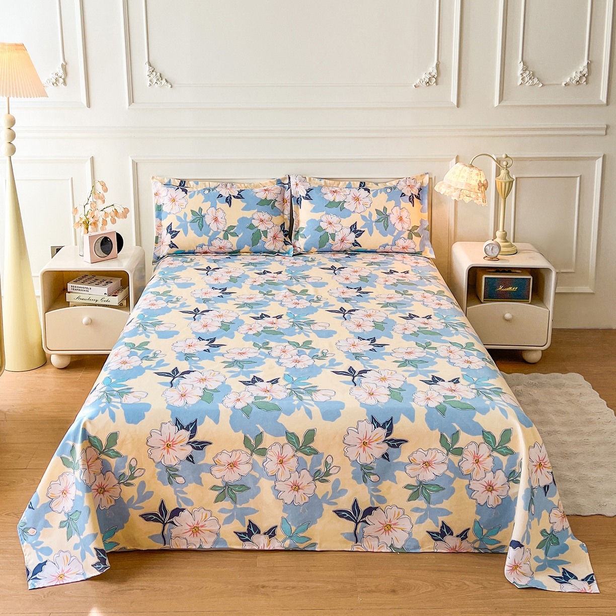 91家纺网 家纺一手货源 找家纺  爱一个家 2025新款植物羊绒四件套 浪漫情丝