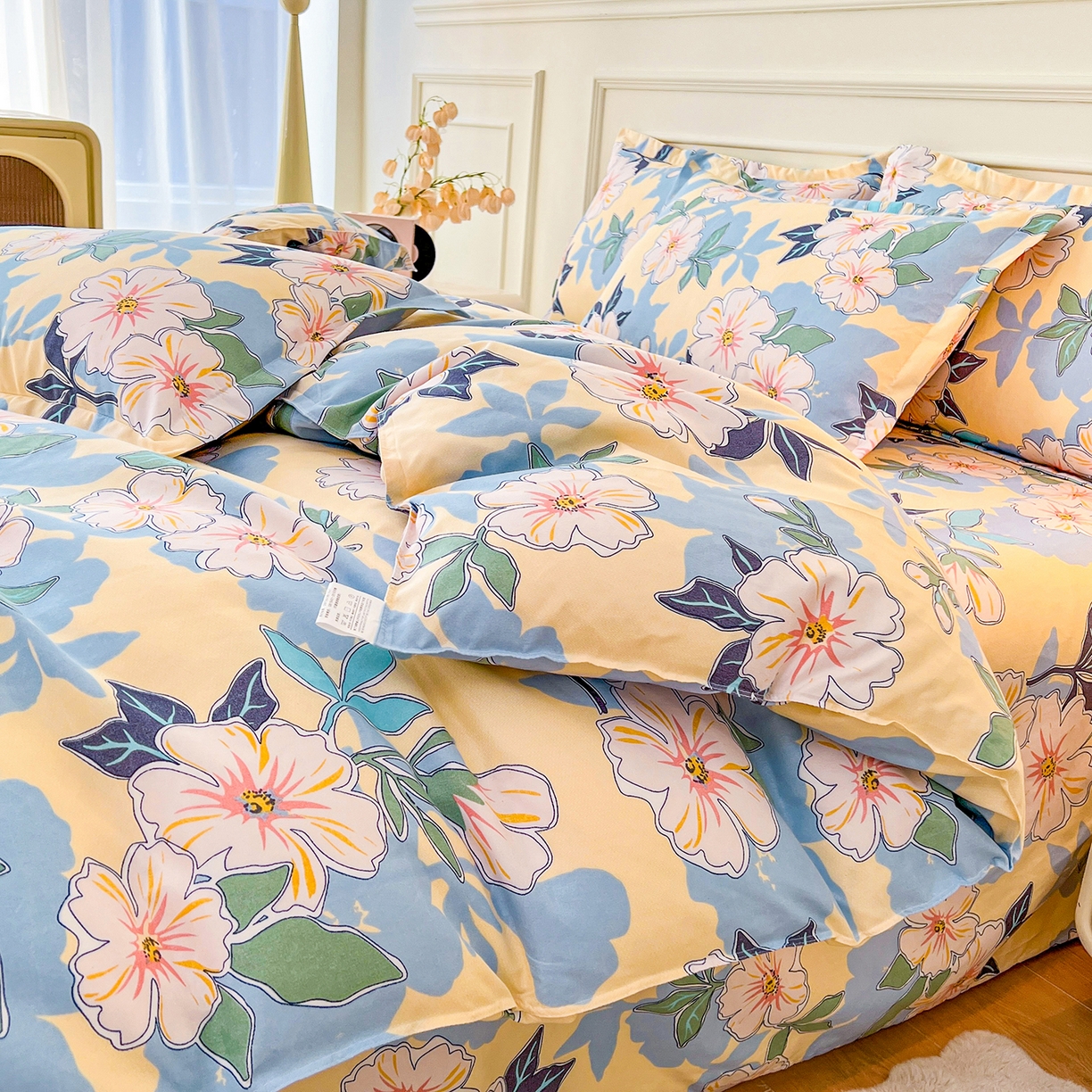 91家纺网 家纺一手货源 找家纺  爱一个家 2025新款植物羊绒四件套 浪漫情丝