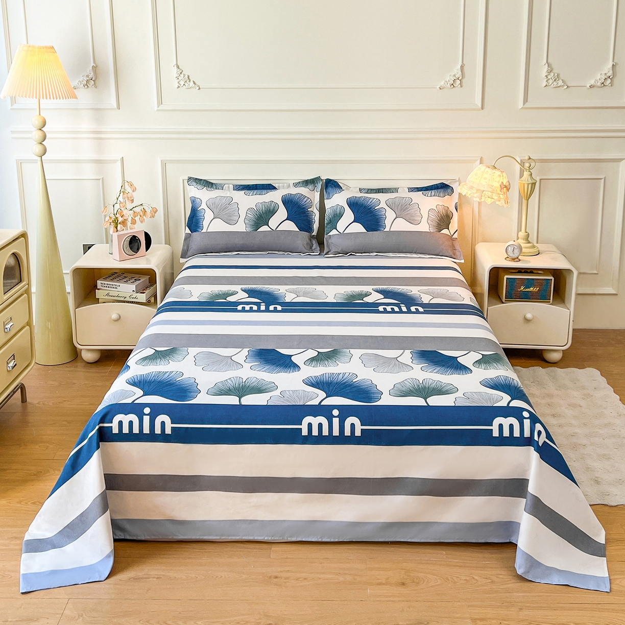 91家纺网 家纺一手货源 找家纺  爱一个家 2025新款植物羊绒四件套 杏叶声声