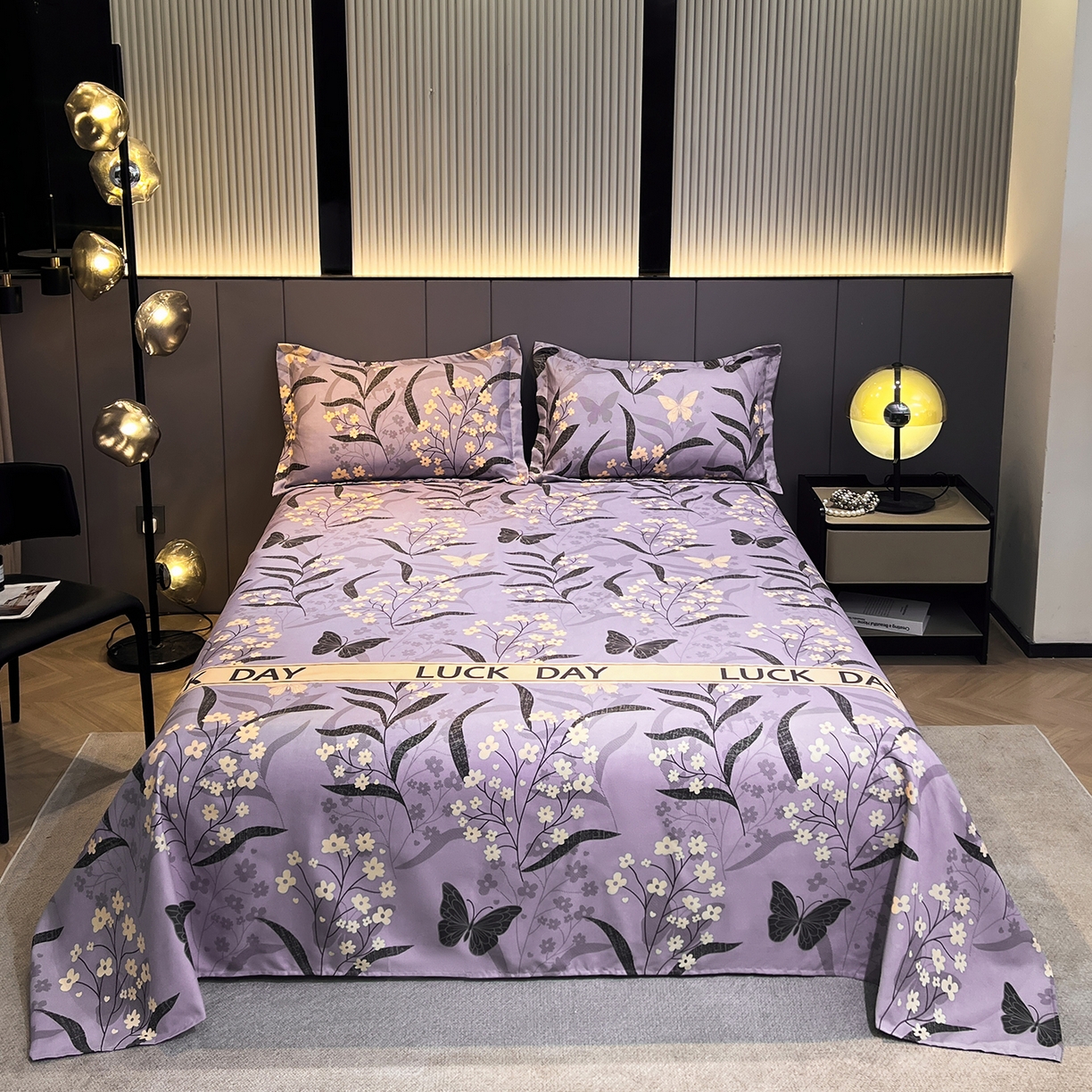 91家纺网 家纺一手货源 找家纺  爱一个家 2025新款植物羊绒四件套 幸运日