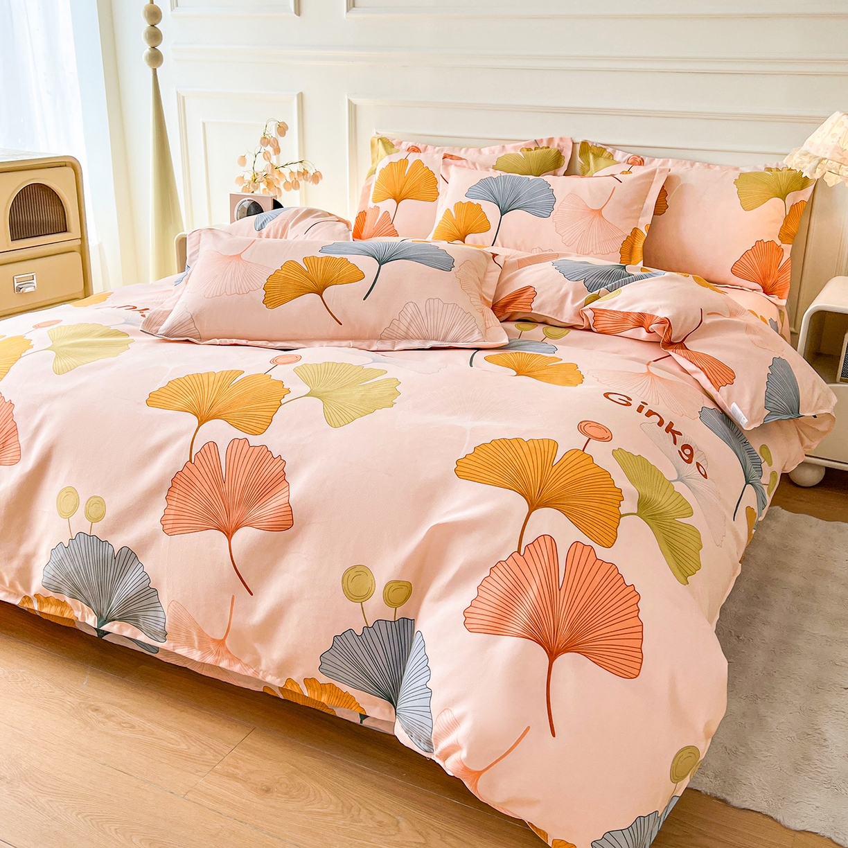 91家纺网 家纺一手货源 找家纺 爱一个家 2025新款植物羊绒四件套 银杏知秋