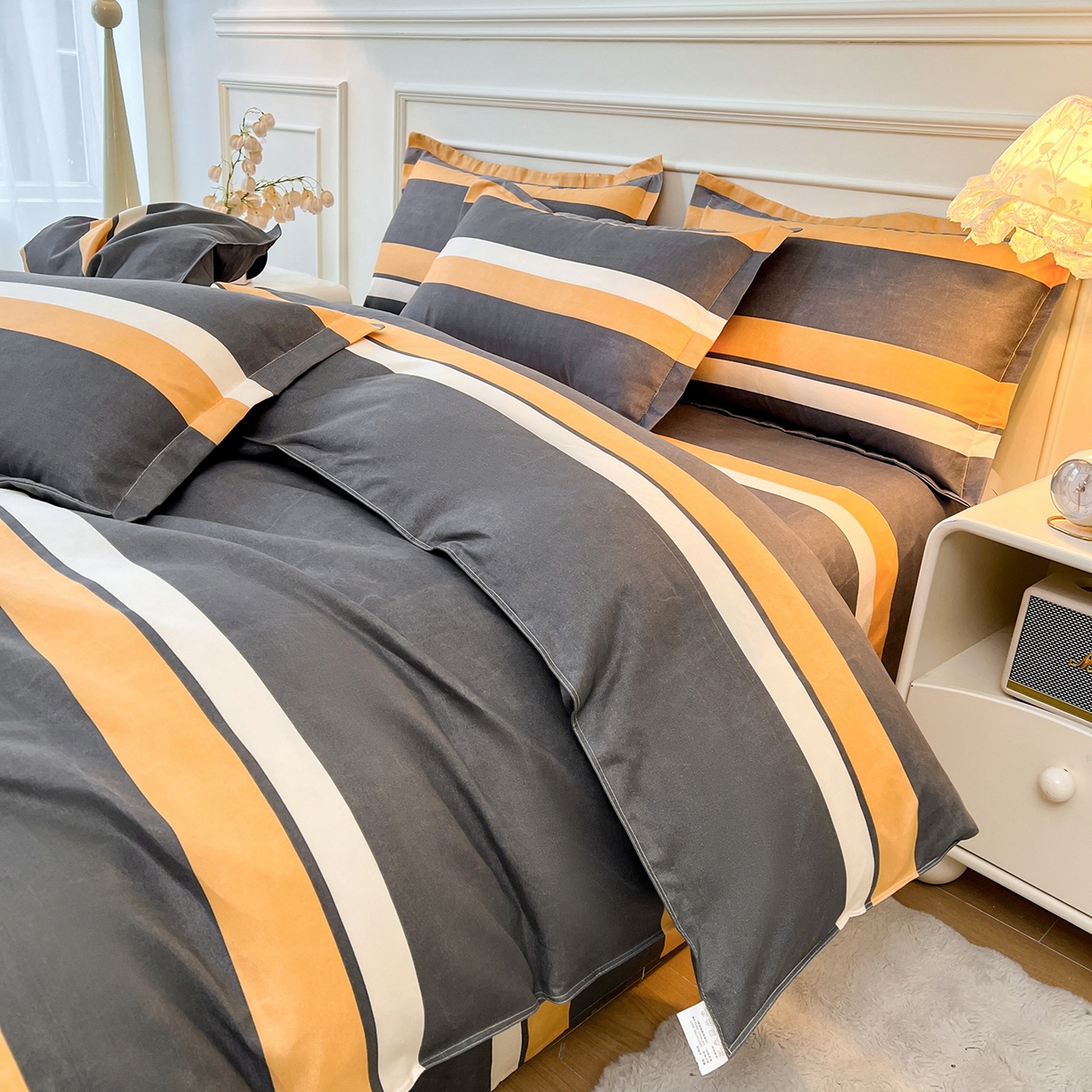 91家纺网 家纺一手货源 找家纺  爱一个家 2025新款植物羊绒四件套 致青春