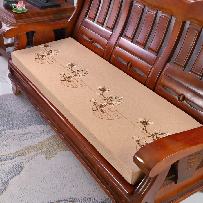 米莱家纺 2025新款中式风格沙发坐垫椅垫 亚麻-花开米黄