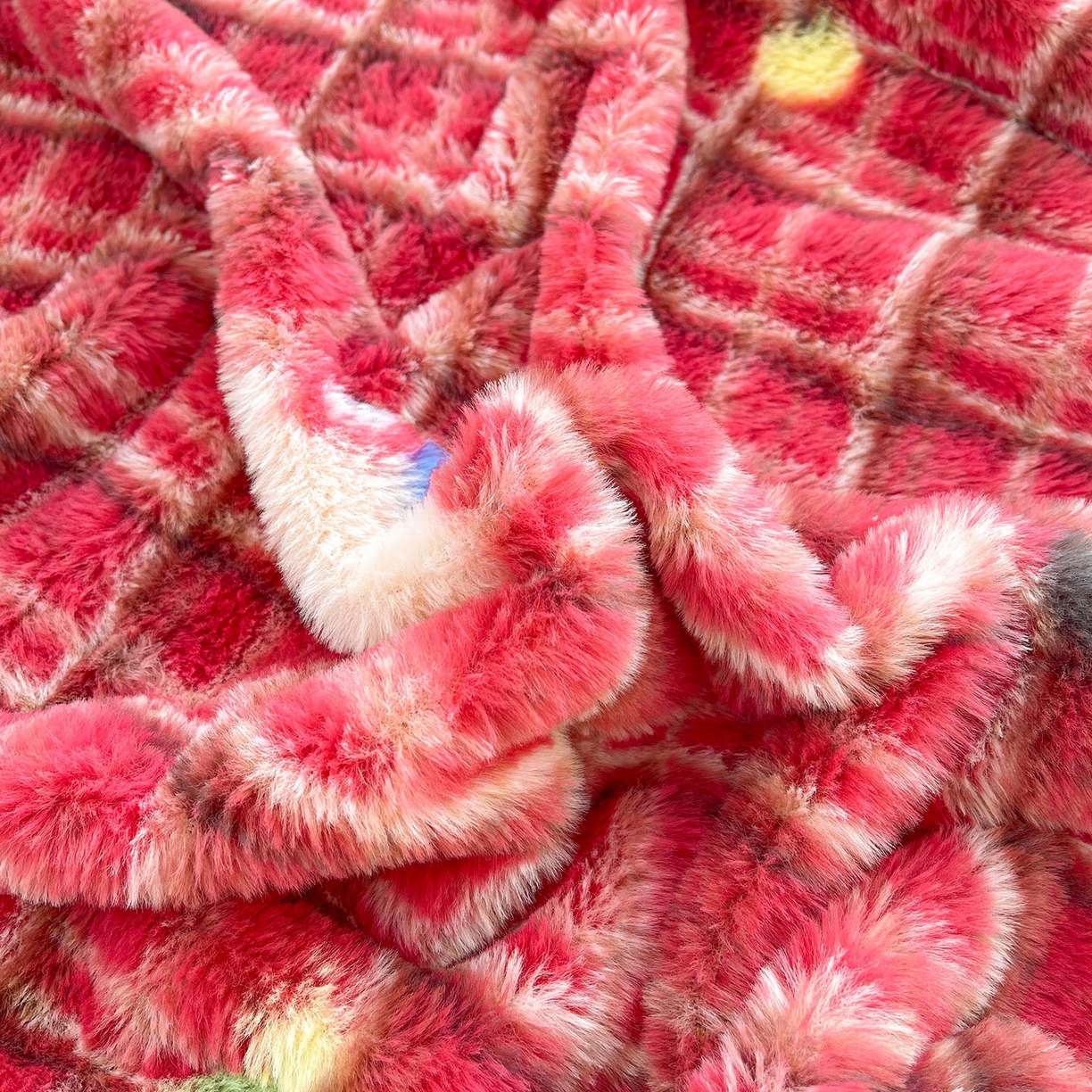 91家纺网 家纺一手货源 找家纺 喜居 2025新款法式兔毛绒双层花边床裙款床笠 圣诞风