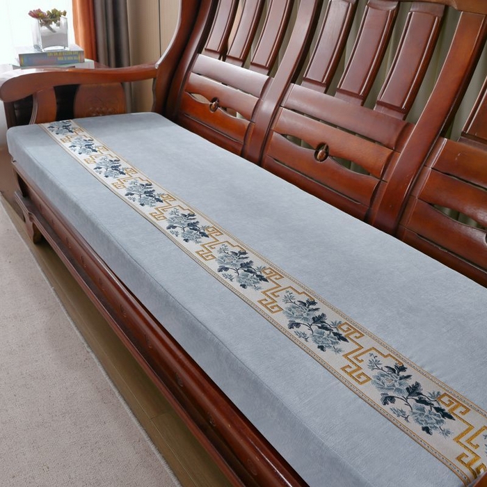 米莱家纺 2025新款中式风格沙发坐垫椅垫 绒-贴布灰