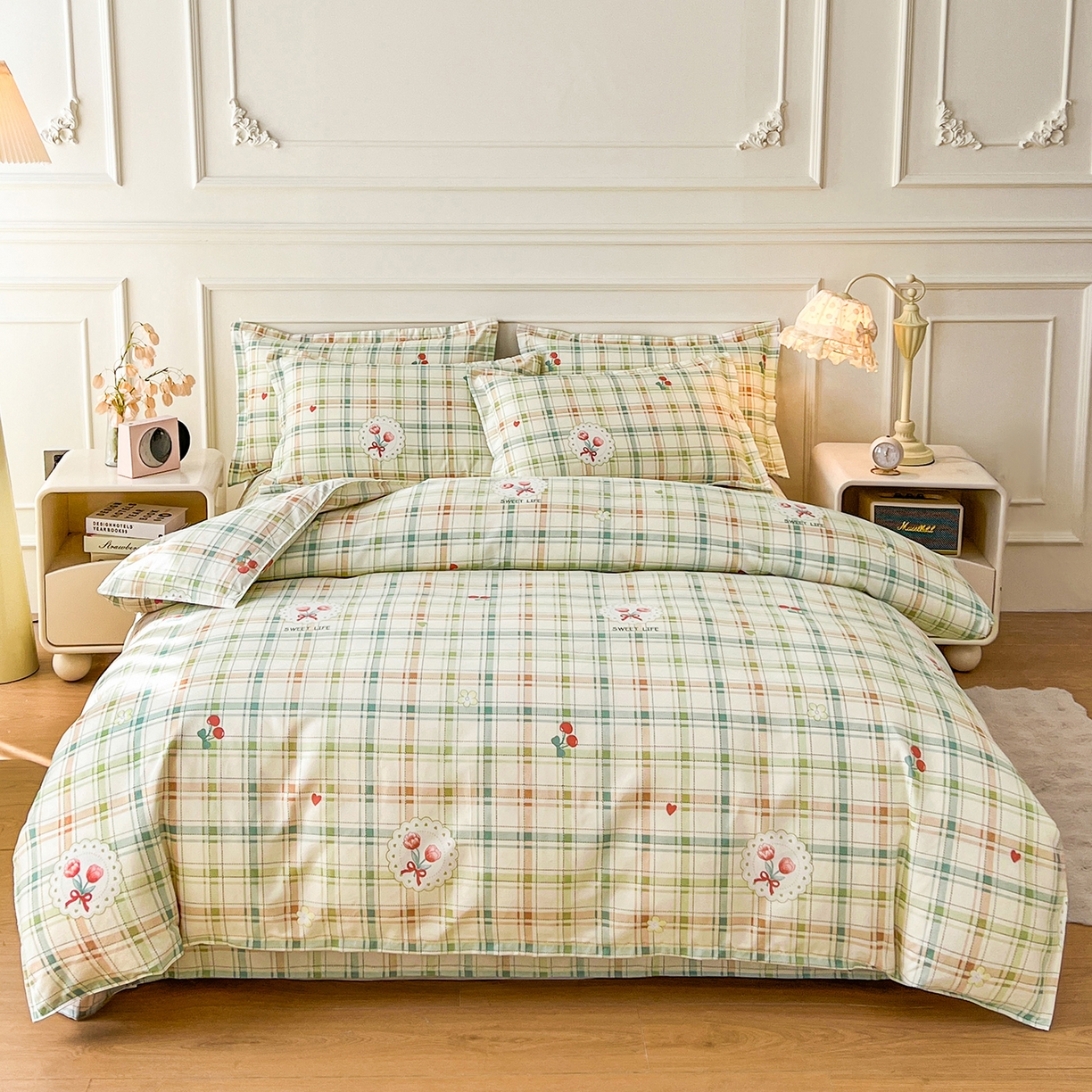 91家纺网 家纺一手货源 找家纺 爱一个家 2024新款植物羊绒单被套 甜梦格