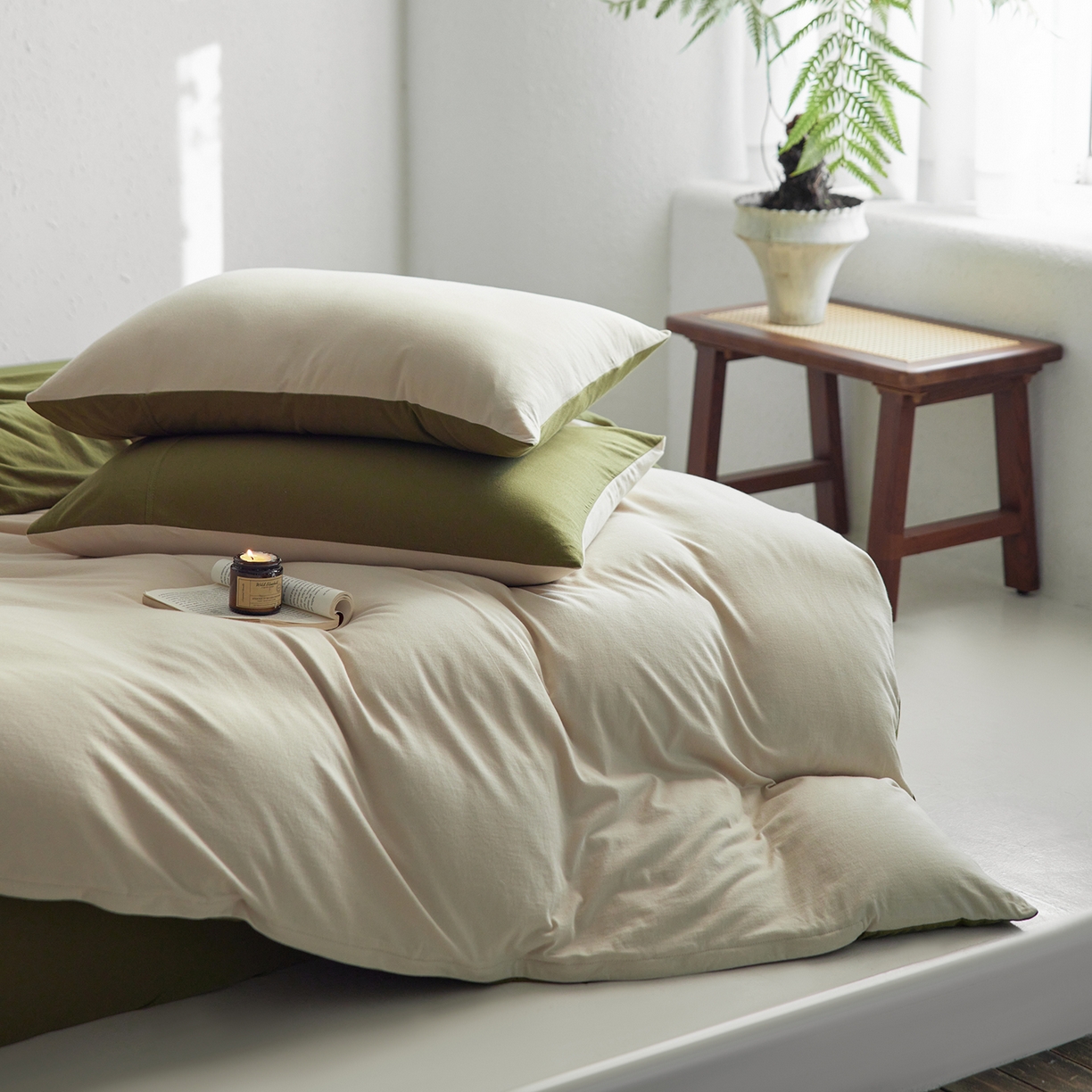 91家纺网 家纺一手货源 找家纺 风向标家纺 2025新款亲肤舒适赛络棉全棉纯棉针织棉（螺旋纱）四件套 尤加利叶