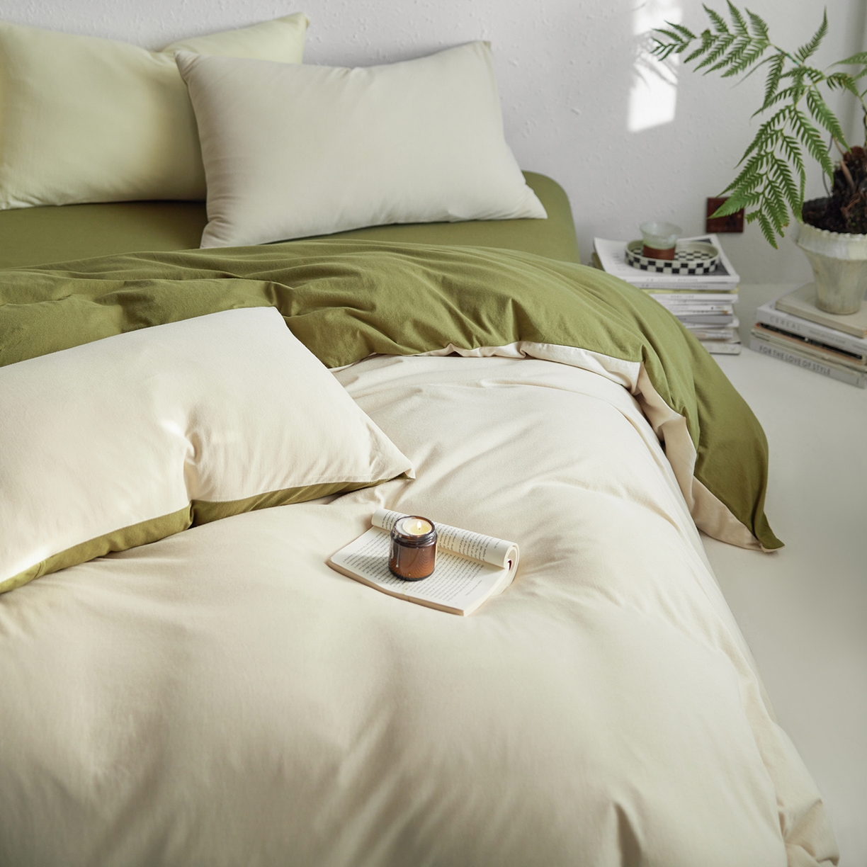 91家纺网 家纺一手货源 找家纺 风向标家纺 2025新款亲肤舒适赛络棉全棉纯棉针织棉（螺旋纱）四件套 尤加利叶