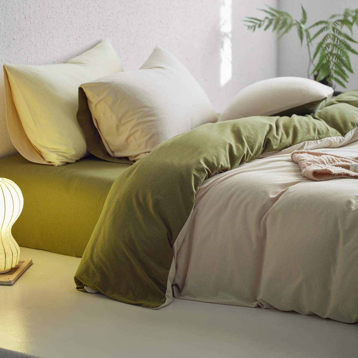 91家纺网 家纺一手货源 找家纺 风向标家纺 2025新款亲肤舒适赛络棉全棉纯棉针织棉（螺旋纱）四件套 尤加利叶