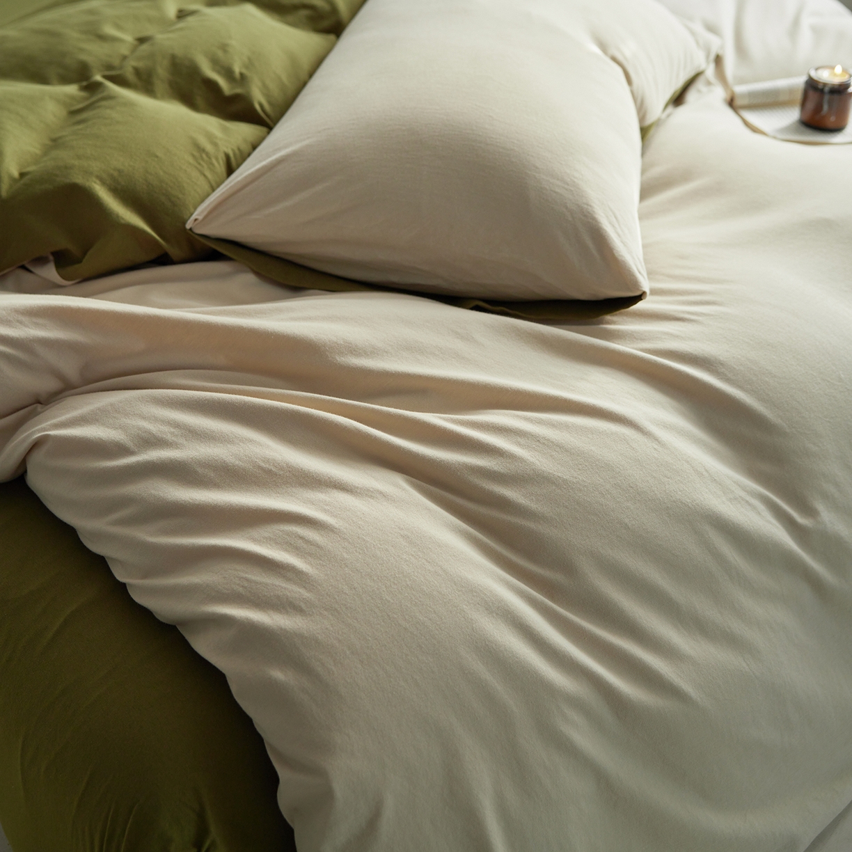 91家纺网 家纺一手货源 找家纺 风向标家纺 2025新款亲肤舒适赛络棉全棉纯棉针织棉（螺旋纱）四件套 尤加利叶