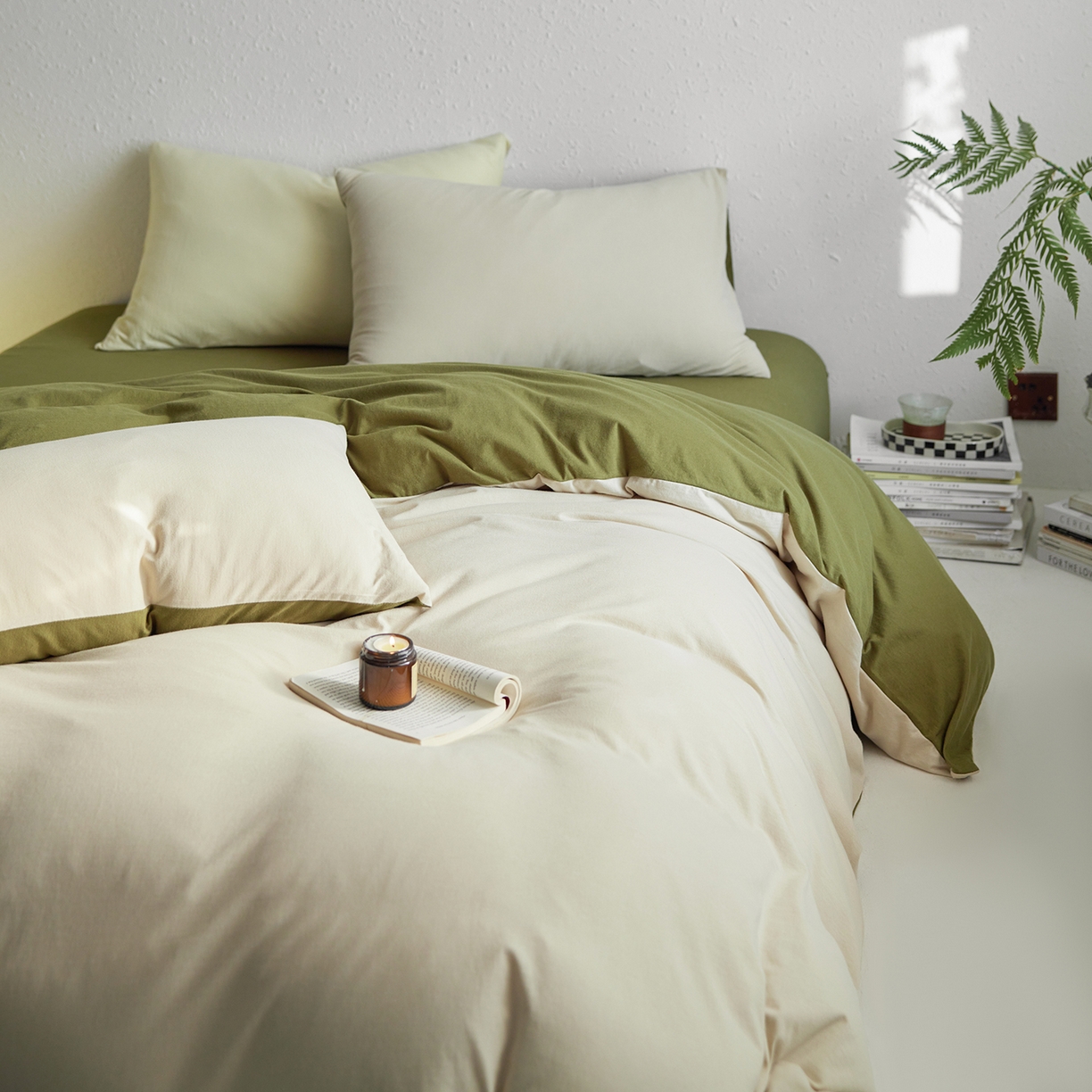 91家纺网 家纺一手货源 找家纺 风向标家纺 2025新款亲肤舒适赛络棉全棉纯棉针织棉（螺旋纱）四件套 尤加利叶