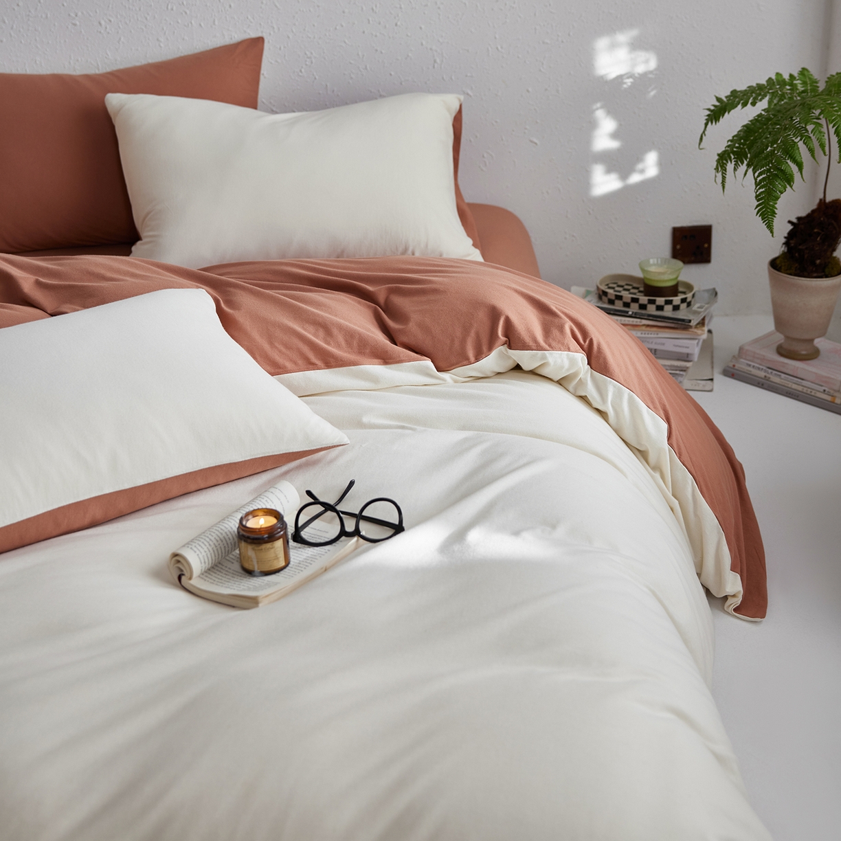 91家纺网 家纺一手货源 找家纺 风向标家纺 2025新款亲肤舒适赛络棉全棉纯棉针织棉（螺旋纱）四件套 香雪雾蓉