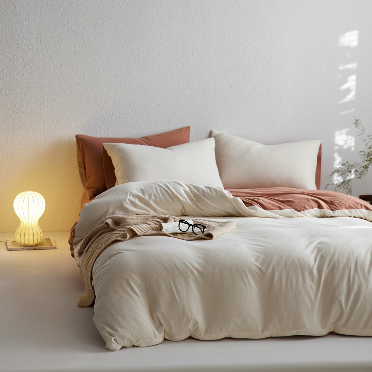 91家纺网 家纺一手货源 找家纺 风向标家纺 2025新款亲肤舒适赛络棉全棉纯棉针织棉（螺旋纱）四件套 香雪雾蓉