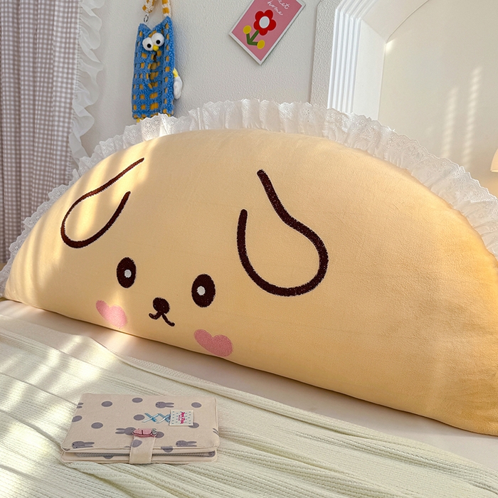 91家纺网 家纺一手货源 找家纺 乐坊 2025新款牛奶绒床头大靠背 晚安狗