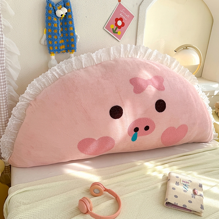 乐坊 2025新款牛奶绒床头大靠背 可爱猪猪-粉