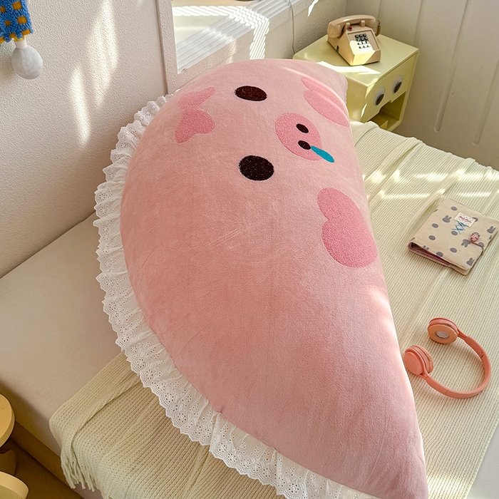 91家纺网 家纺一手货源 找家纺 乐坊 2025新款牛奶绒床头大靠背 可爱猪猪-粉