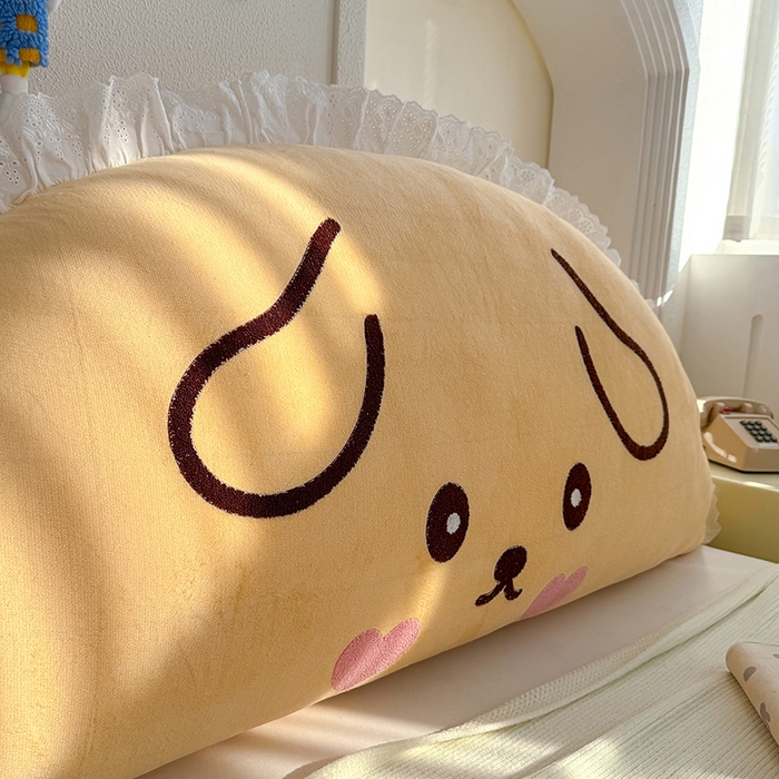 91家纺网 家纺一手货源 找家纺 乐坊 2025新款牛奶绒床头大靠背 晚安狗