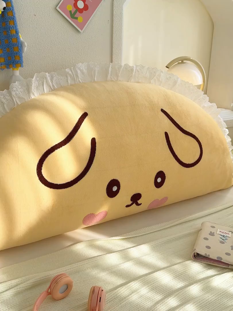 91家纺网 家纺一手货源 找家纺 乐坊 2025新款牛奶绒床头大靠背 晚安狗