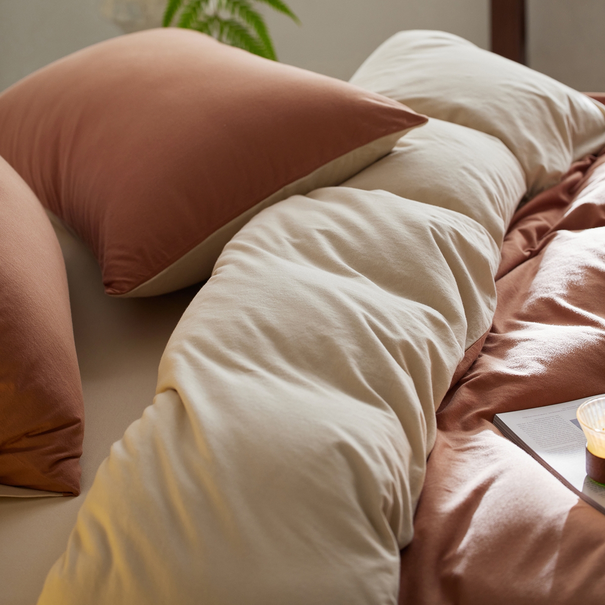 91家纺网 家纺一手货源 找家纺 风向标家纺 2025新款亲肤舒适赛络棉全棉纯棉针织棉（螺旋纱）四件套 慕斯咖啡