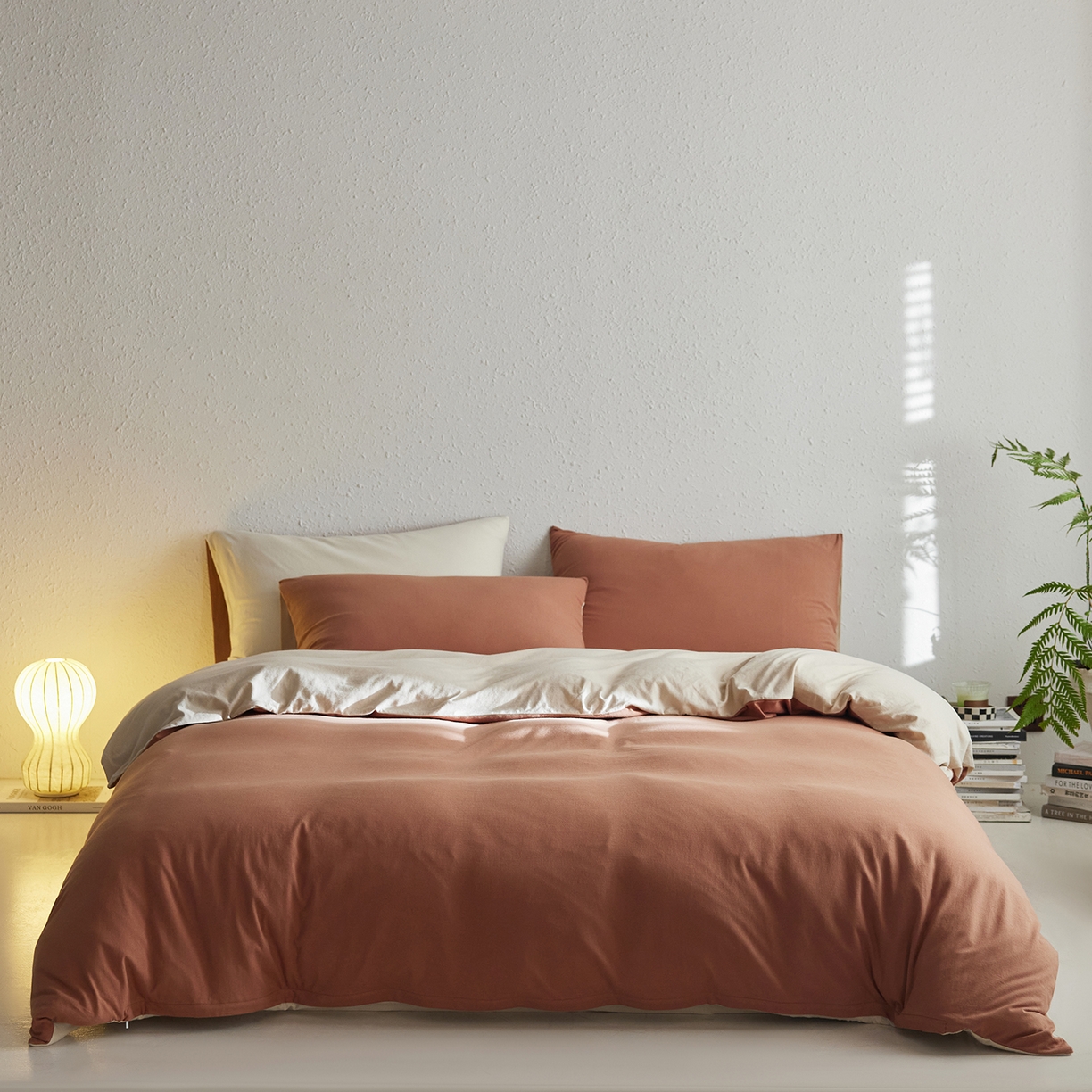 91家纺网 家纺一手货源 找家纺 风向标家纺 2025新款亲肤舒适赛络棉全棉纯棉针织棉（螺旋纱）四件套 慕斯咖啡