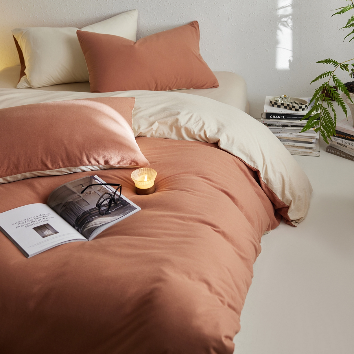 91家纺网 家纺一手货源 找家纺 风向标家纺 2025新款亲肤舒适赛络棉全棉纯棉针织棉（螺旋纱）四件套 慕斯咖啡