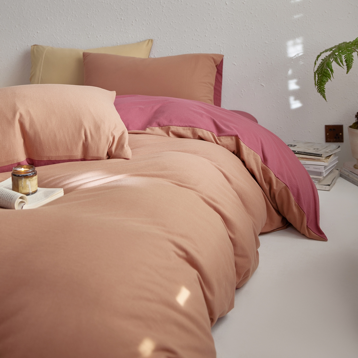 91家纺网 家纺一手货源 找家纺 风向标家纺 2025新款亲肤舒适赛络棉全棉纯棉针织棉（螺旋纱）四件套 慕斯红酒