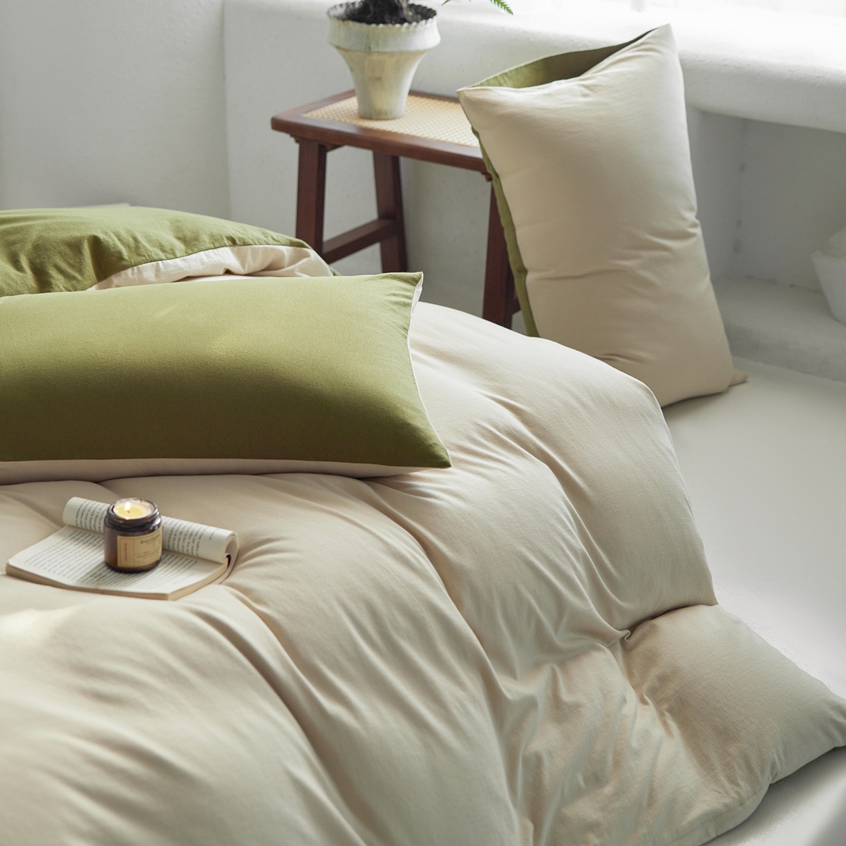 91家纺网 家纺一手货源 找家纺 风向标家纺 2025新款亲肤舒适赛络棉全棉纯棉针织棉（螺旋纱）四件套 尤加利叶