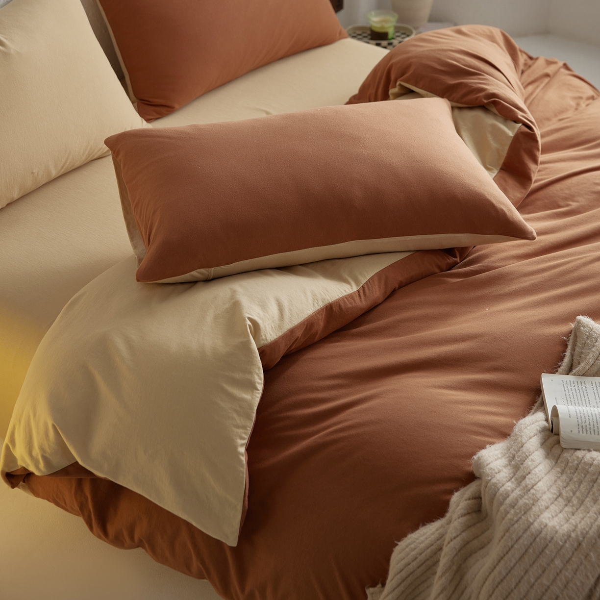 91家纺网 家纺一手货源 找家纺 风向标家纺 2025新款亲肤舒适赛络棉全棉纯棉针织棉（螺旋纱）四件套 玛奇奶茶