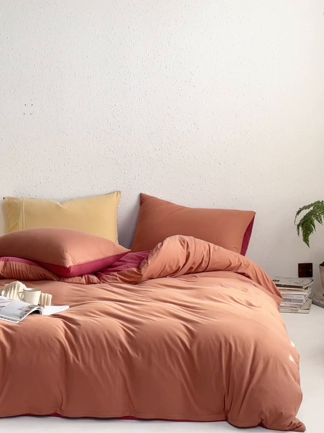 91家纺网 家纺一手货源 找家纺 风向标家纺 2025新款亲肤舒适赛络棉全棉纯棉针织棉（螺旋纱）四件套 慕斯红酒