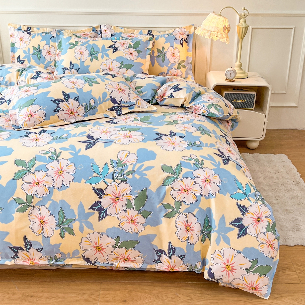 91家纺网 家纺一手货源 找家纺  爱一个家 2024新款植物羊绒单被套 浪漫情丝