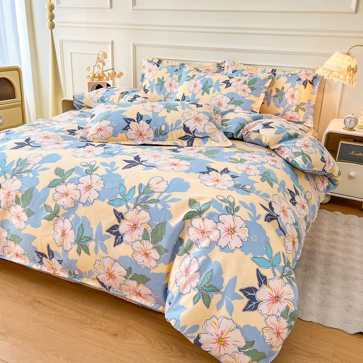 91家纺网 家纺一手货源 找家纺  爱一个家 2024新款植物羊绒单被套 浪漫情丝