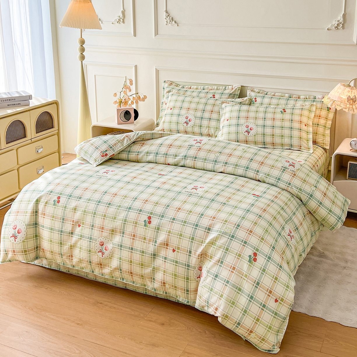 91家纺网 家纺一手货源 找家纺 爱一个家 2024新款植物羊绒单被套 甜梦格