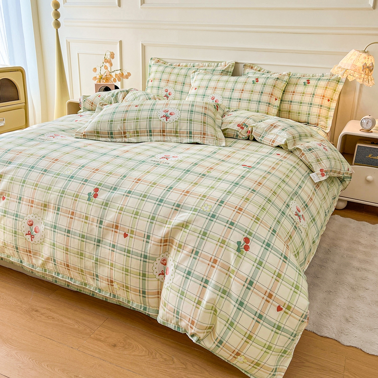 91家纺网 家纺一手货源 找家纺 爱一个家 2024新款植物羊绒单被套 甜梦格