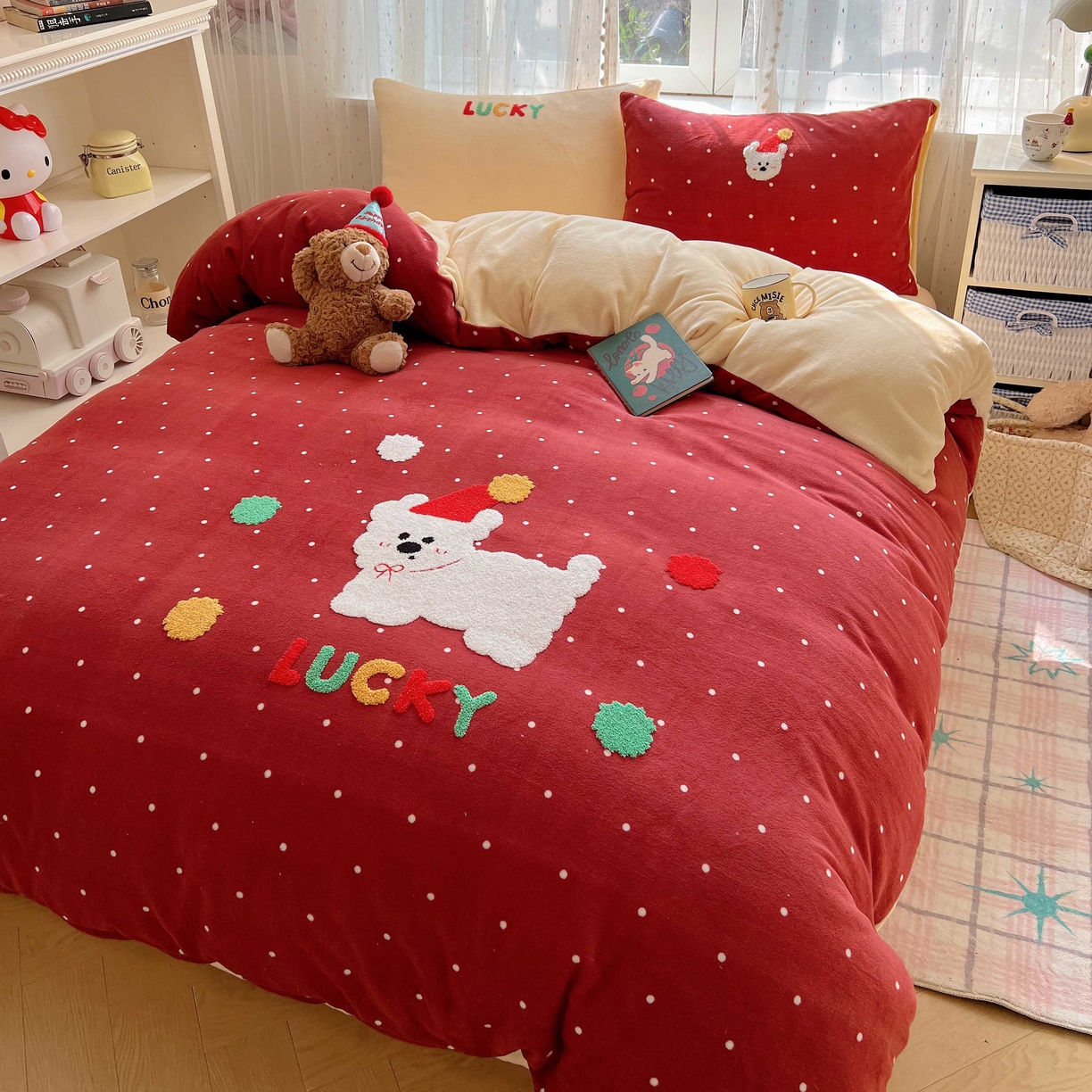 91家纺网 家纺一手货源 找家纺 （总）顾里家纺 2025秋冬新款童趣毛巾绣印花牛奶绒四件套