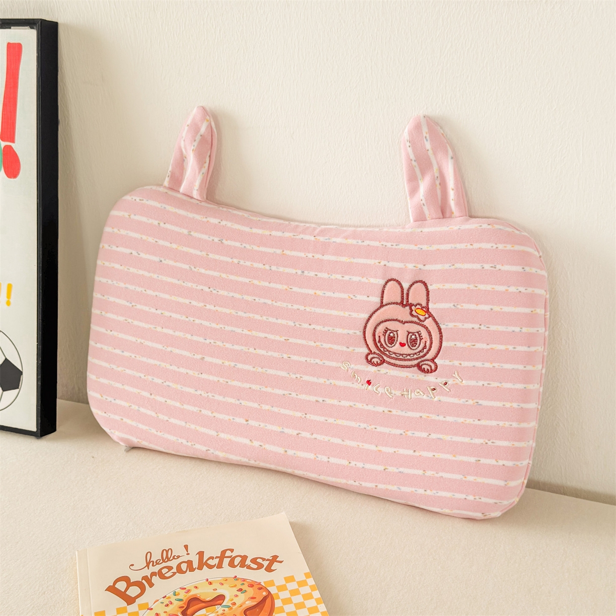 91家纺网 家纺一手货源 找家纺 麦肯锡 2025新款卡通刺绣婴童记忆枕  枕头枕芯 粉色/只