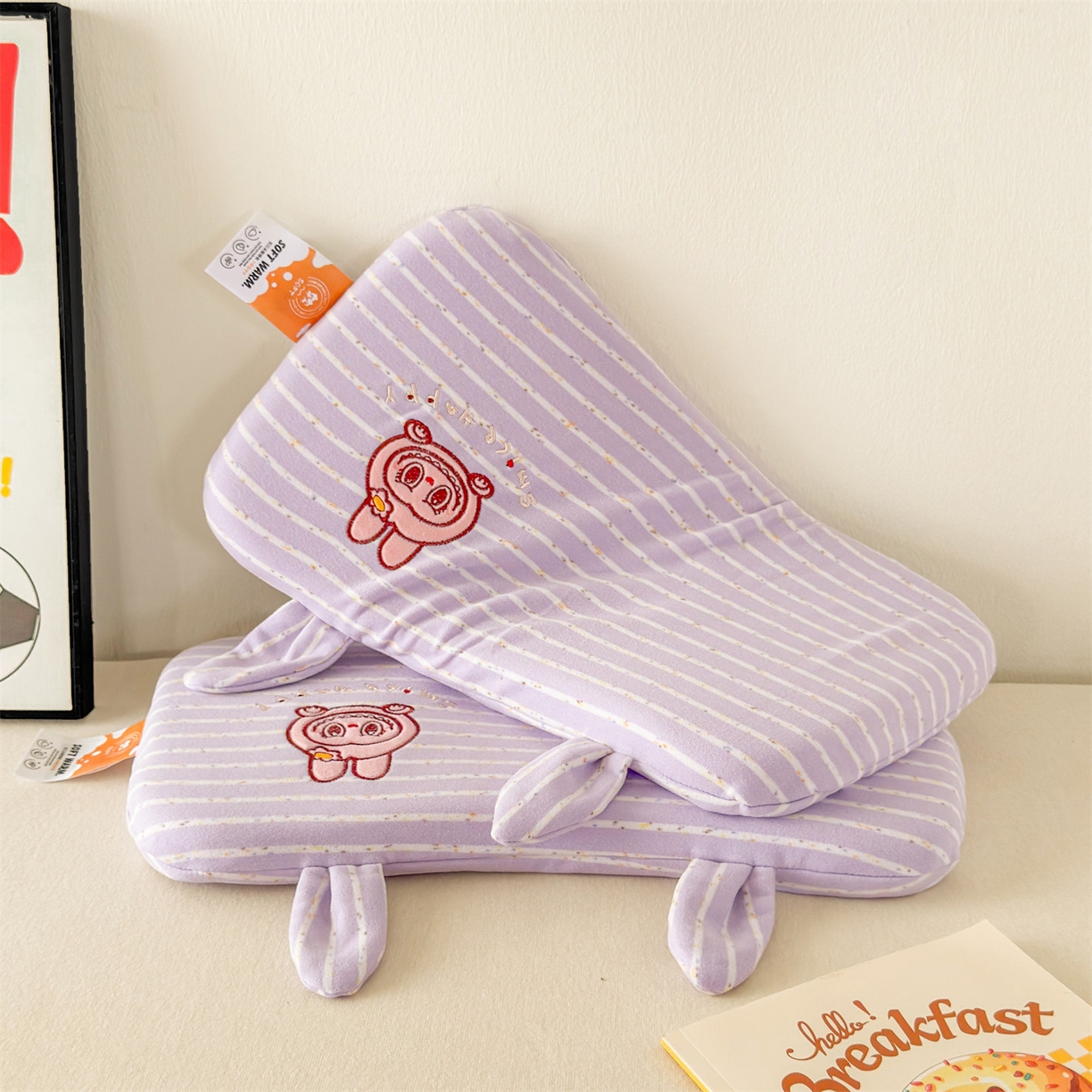 91家纺网 家纺一手货源 找家纺 麦肯锡 2025新款卡通刺绣婴童记忆枕  枕头枕芯 紫色/对