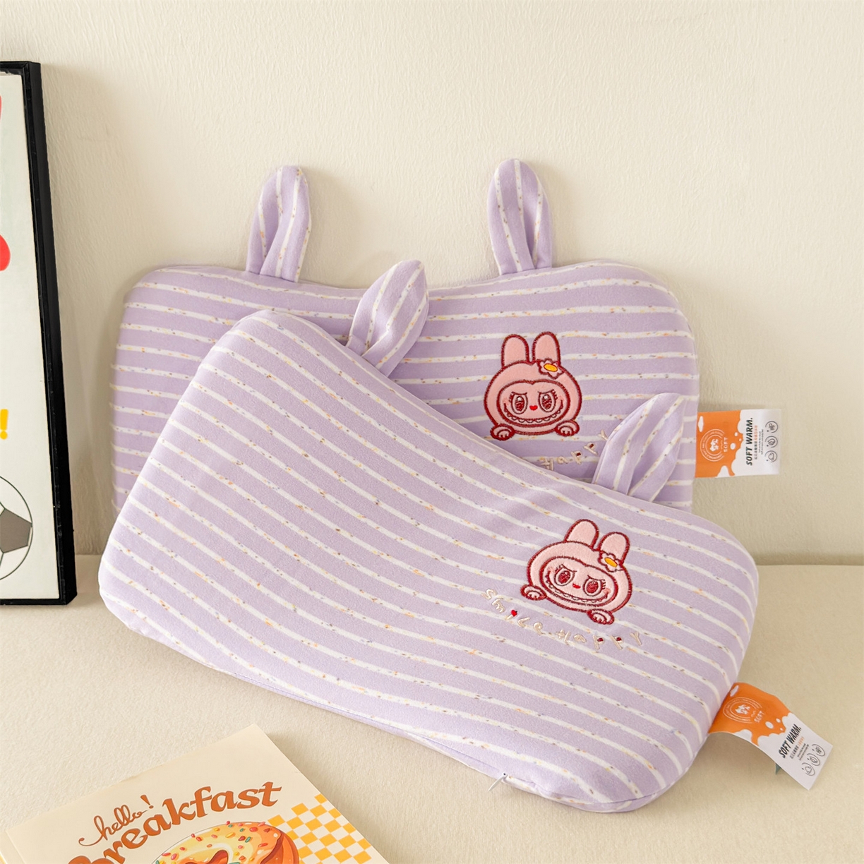 91家纺网 家纺一手货源 找家纺 麦肯锡 2025新款卡通刺绣婴童记忆枕  枕头枕芯 紫色/只