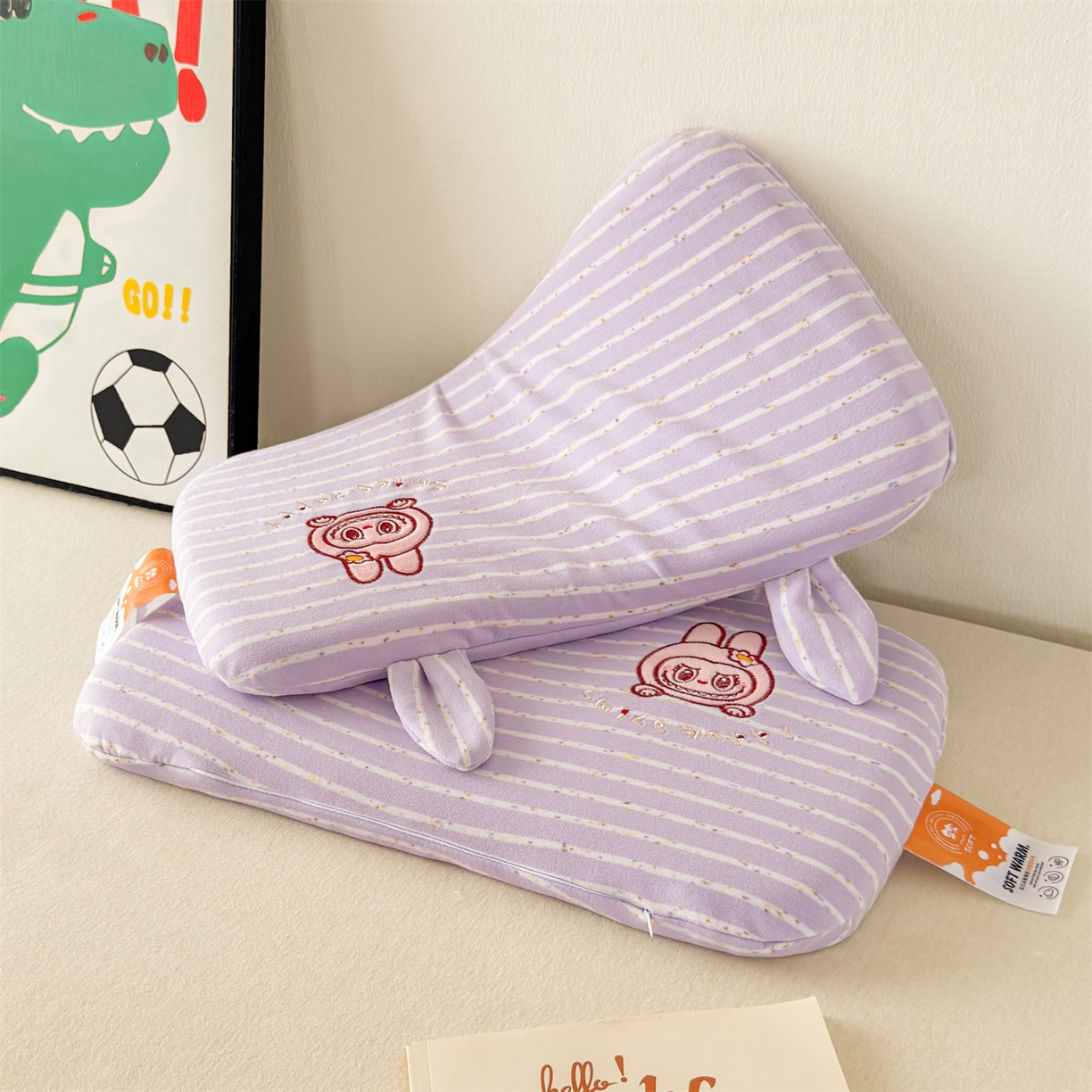 91家纺网 家纺一手货源 找家纺 麦肯锡 2025新款卡通刺绣婴童记忆枕  枕头枕芯 紫色/对